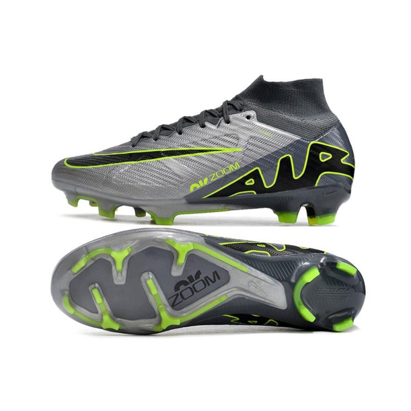 Fotbollsskor Nike Zoom Mercurial Superfly IX Elite FG Grå Svart Grön för Herr 5 Billiga Fotbollsskor Fotbollsskor Nike Zoom Mercurial Superfly IX Elite FG Grå Svart Grön 5