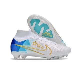 Fotbollsskor Nike Zoom Mercurial Superfly IX Elite FG Vit Svart Guld för Herr Billiga Fotbollsskor Fotbollsskor Nike Zoom Mercurial Superfly IX Elite FG Vit Svart Guld