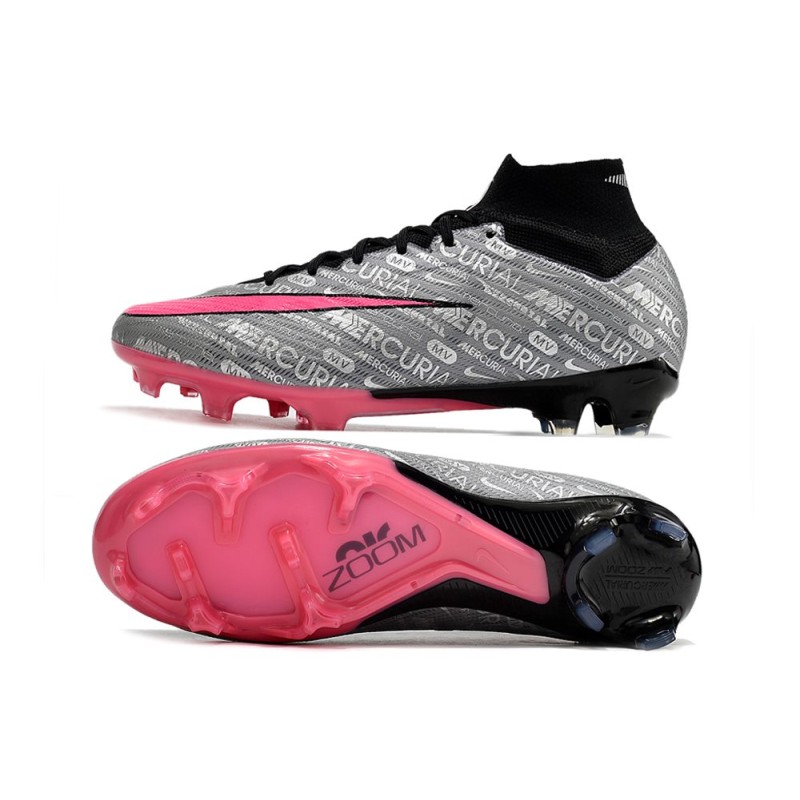 Nike Air Zoom Mercurial Superfly 9 Elite FG Silver Rosa Svart för Herr 5 Billiga Fotbollsskor Nike Air Zoom Mercurial Superfly 9 Elite FG Silver Rosa Svart 5