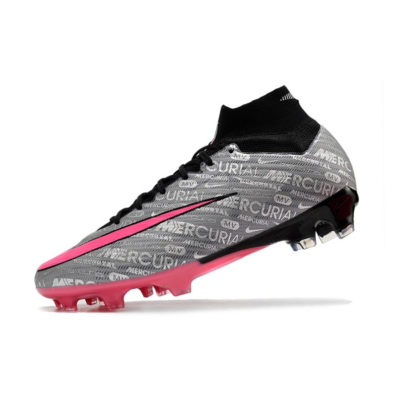 Nike Air Zoom Mercurial Superfly 9 Elite FG Silver Rosa Svart för Herr 8 Billiga Fotbollsskor Nike Air Zoom Mercurial Superfly 9 Elite FG Silver Rosa Svart 8