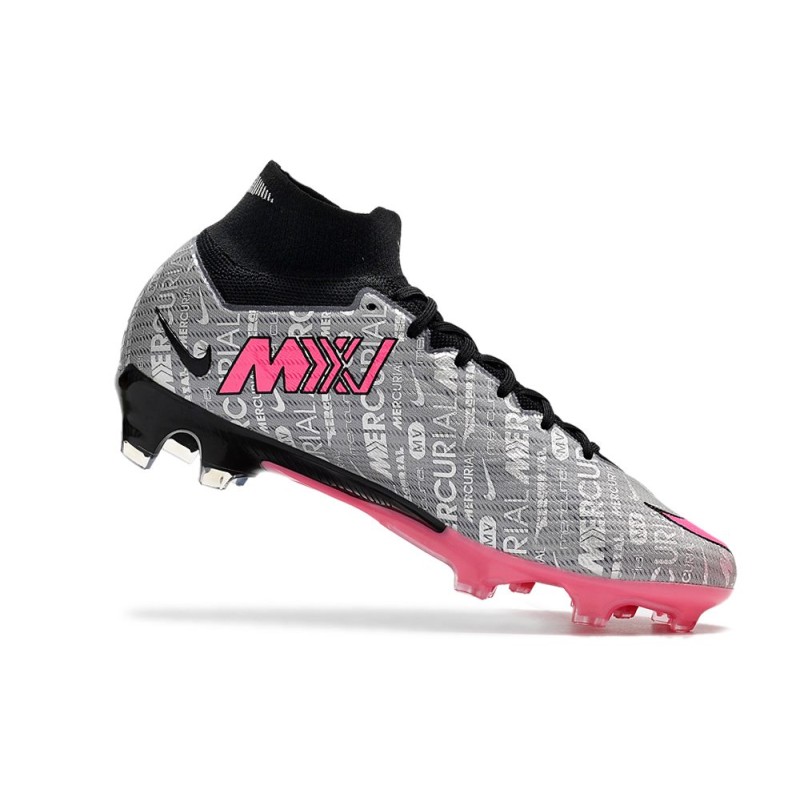 Nike Air Zoom Mercurial Superfly 9 Elite FG Silver Rosa Svart för Herr 9 Billiga Fotbollsskor Nike Air Zoom Mercurial Superfly 9 Elite FG Silver Rosa Svart 9
