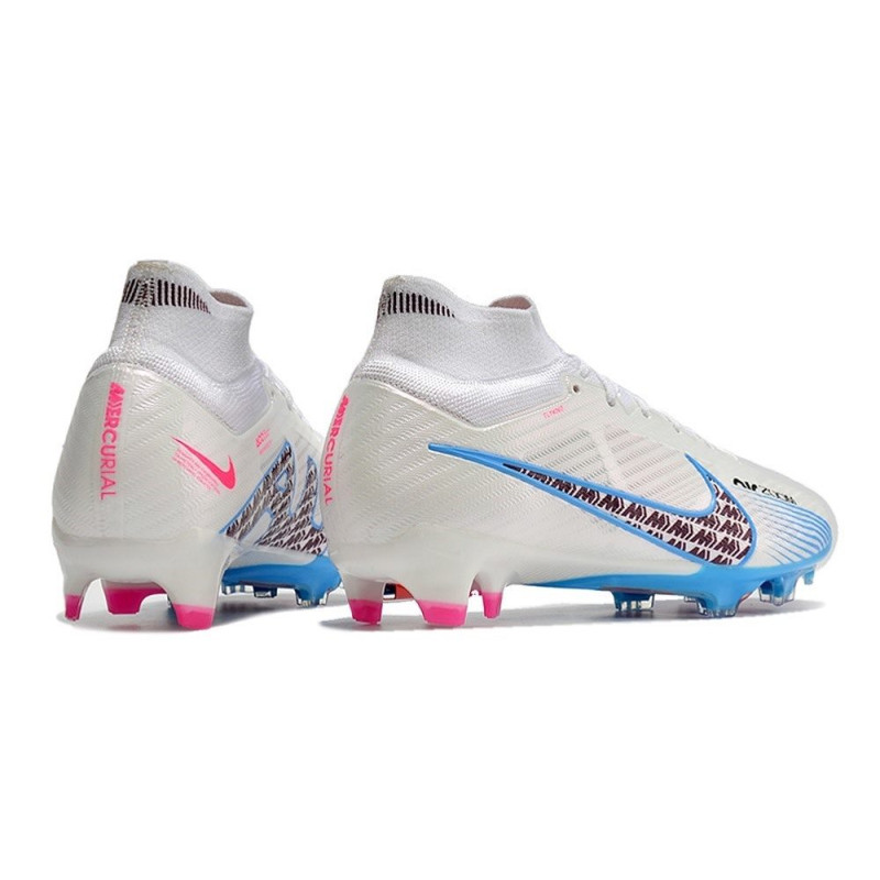 Nike Air Zoom Mercurial Superfly 9 Elite FG Vit Blå för Herr 6 Billiga Fotbollsskor Nike Air Zoom Mercurial Superfly 9 Elite FG Vit Blå 6