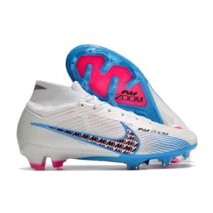 Nike Air Zoom Mercurial Superfly 9 Elite FG Vit Blå för Herr Billiga Fotbollsskor Nike Air Zoom Mercurial Superfly 9 Elite FG Vit Blå
