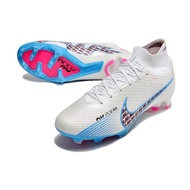 Nike Air Zoom Mercurial Superfly 9 Elite FG Vit Blå för Herr 7 Billiga Fotbollsskor Nike Air Zoom Mercurial Superfly 9 Elite FG Vit Blå 7