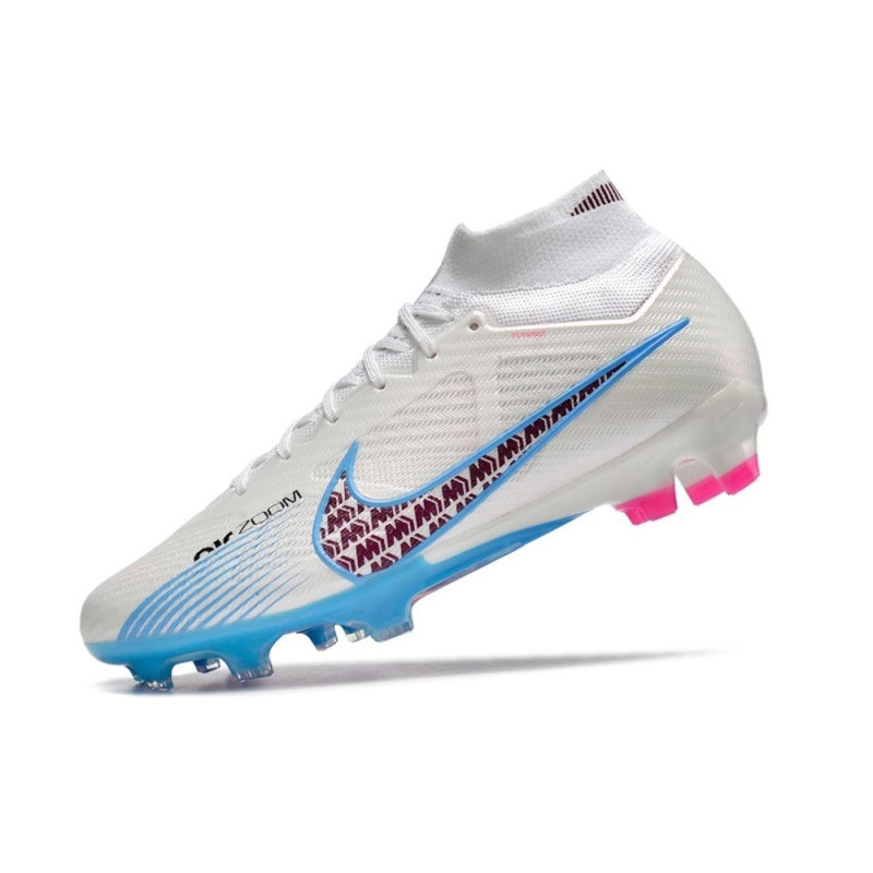 Nike Air Zoom Mercurial Superfly 9 Elite FG Vit Blå för Herr 8 Billiga Fotbollsskor Nike Air Zoom Mercurial Superfly 9 Elite FG Vit Blå 8