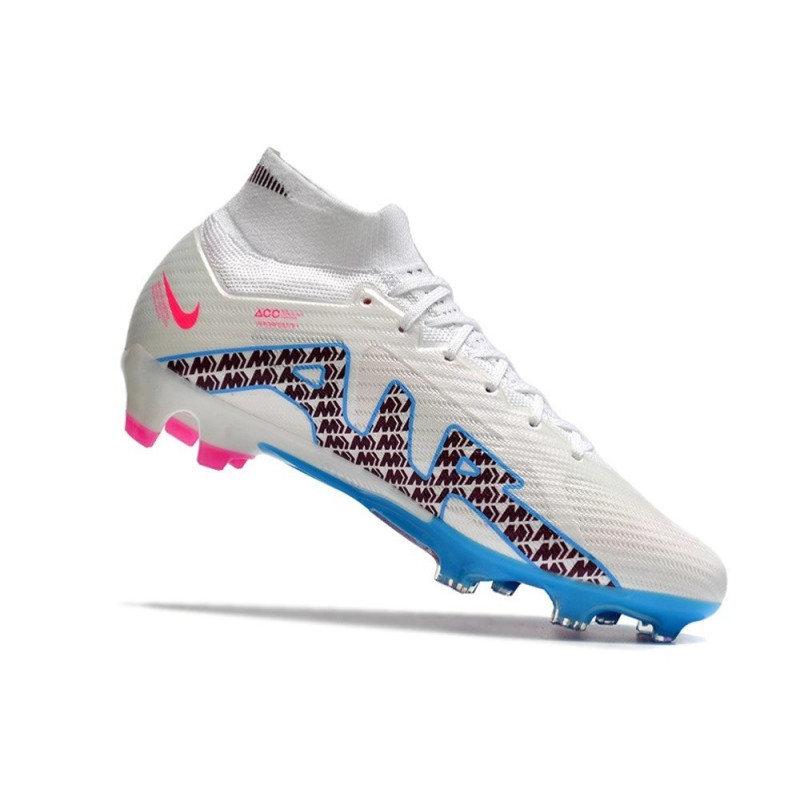 Nike Air Zoom Mercurial Superfly 9 Elite FG Vit Blå för Herr 9 Billiga Fotbollsskor Nike Air Zoom Mercurial Superfly 9 Elite FG Vit Blå 9
