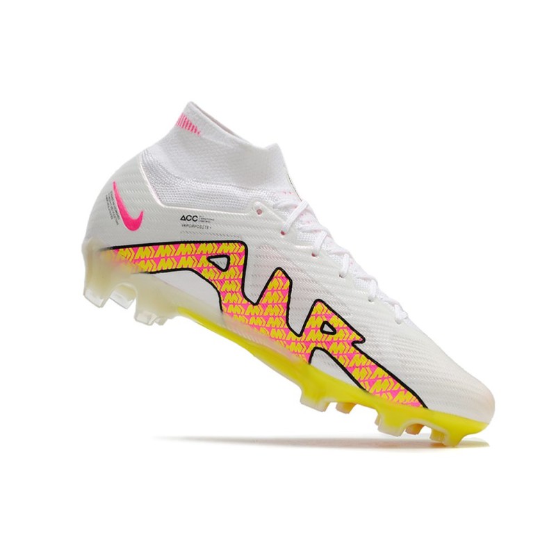 Nike Air Zoom Mercurial Superfly 9 Elite FG Vit Blå Gul för Herr 5 Billiga Fotbollsskor Nike Air Zoom Mercurial Superfly 9 Elite FG Vit Blå Gul 5