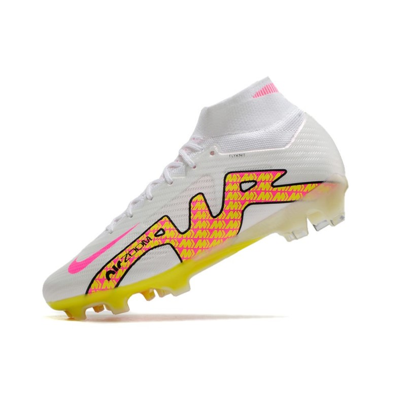 Nike Air Zoom Mercurial Superfly 9 Elite FG Vit Blå Gul för Herr 6 Billiga Fotbollsskor Nike Air Zoom Mercurial Superfly 9 Elite FG Vit Blå Gul 6