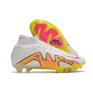 Nike Air Zoom Mercurial Superfly 9 Elite FG Vit Blå Gul för Herr Billiga Fotbollsskor Nike Air Zoom Mercurial Superfly 9 Elite FG Vit Blå Gul