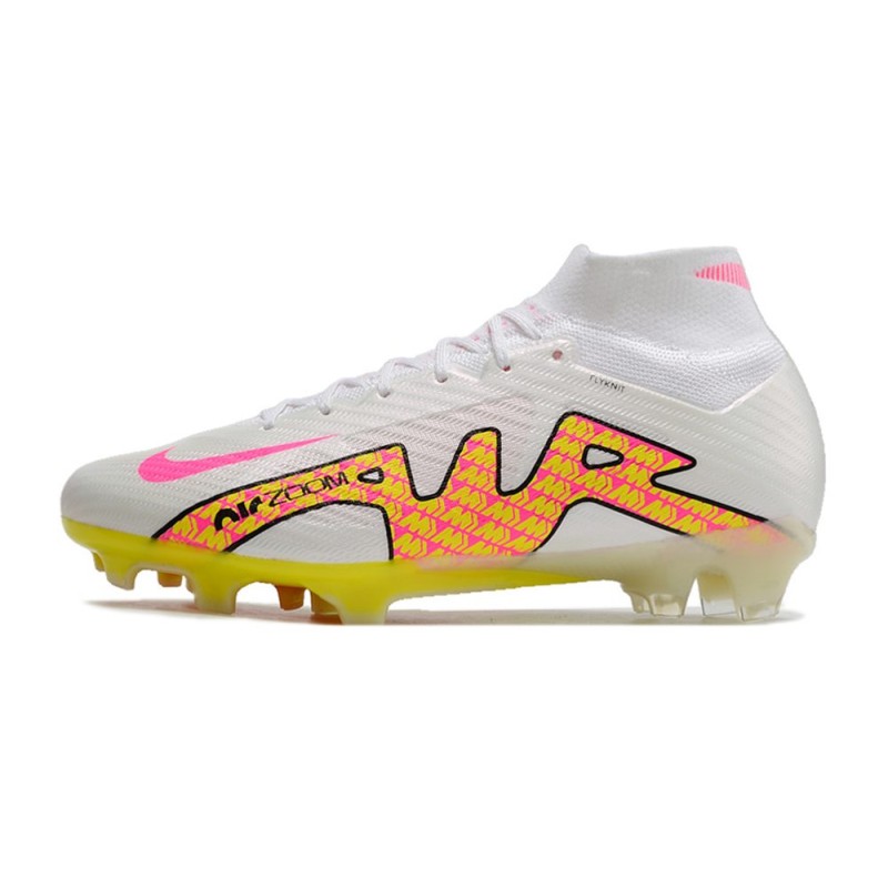 Nike Air Zoom Mercurial Superfly 9 Elite FG Vit Blå Gul för Herr 7 Billiga Fotbollsskor Nike Air Zoom Mercurial Superfly 9 Elite FG Vit Blå Gul 7