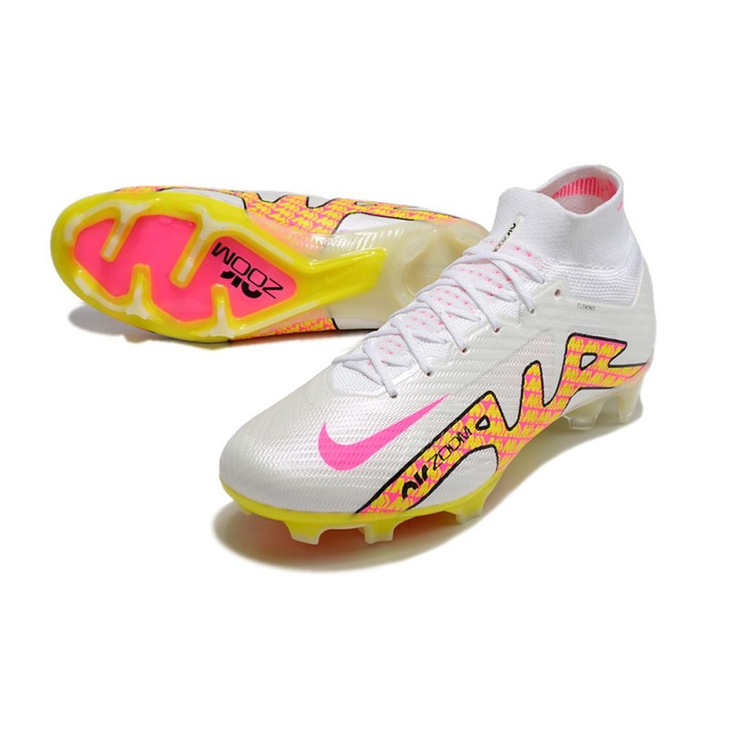 Nike Air Zoom Mercurial Superfly 9 Elite FG Vit Blå Gul för Herr 8 Billiga Fotbollsskor Nike Air Zoom Mercurial Superfly 9 Elite FG Vit Blå Gul 8