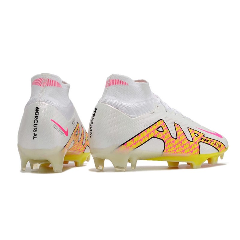 Nike Air Zoom Mercurial Superfly 9 Elite FG Vit Blå Gul för Herr 9 Billiga Fotbollsskor Nike Air Zoom Mercurial Superfly 9 Elite FG Vit Blå Gul 9