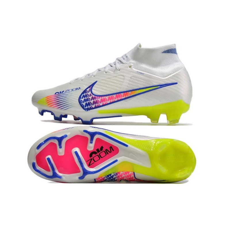 Nike Air Zoom Mercurial Superfly 9 Elite FG Vit Rosa Blå för Herr 5 Billiga Fotbollsskor Nike Air Zoom Mercurial Superfly 9 Elite FG Vit Rosa Blå 5