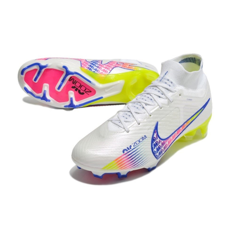 Nike Air Zoom Mercurial Superfly 9 Elite FG Vit Rosa Blå för Herr 7 Billiga Fotbollsskor Nike Air Zoom Mercurial Superfly 9 Elite FG Vit Rosa Blå 7