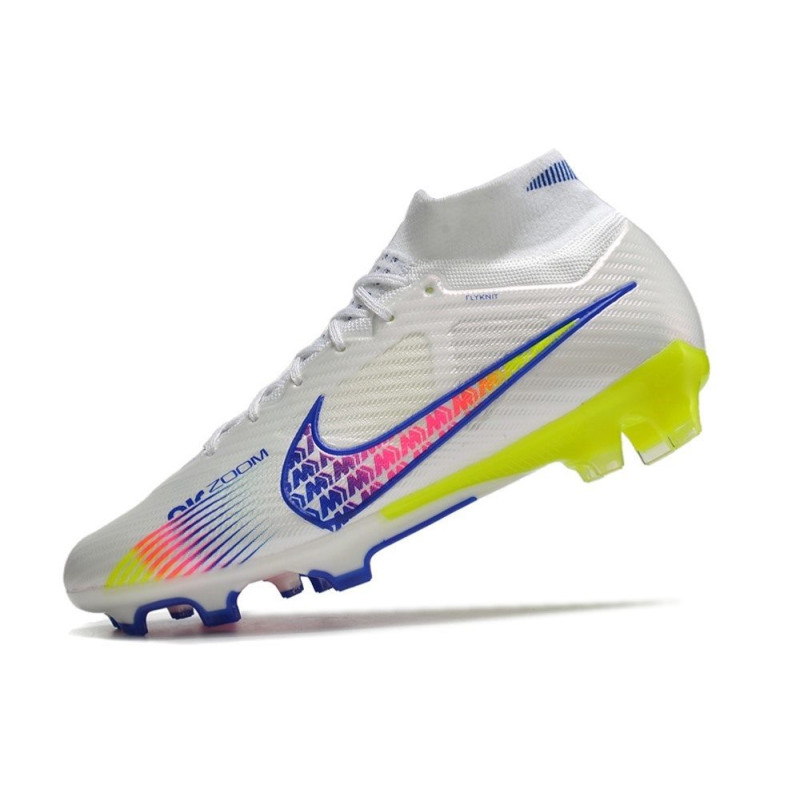 Nike Air Zoom Mercurial Superfly 9 Elite FG Vit Rosa Blå för Herr 8 Billiga Fotbollsskor Nike Air Zoom Mercurial Superfly 9 Elite FG Vit Rosa Blå 8