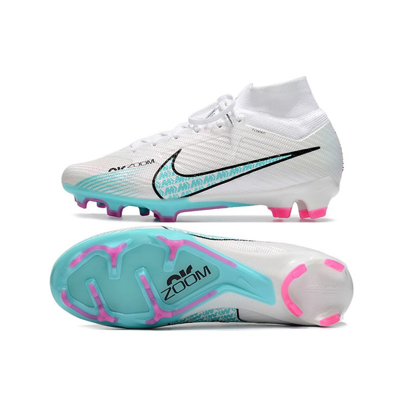 Nike Air Zoom Mercurial Superfly Elite 9 Elite FG Vit Blå för Herr 5 Billiga Fotbollsskor Nike Air Zoom Mercurial Superfly Elite 9 Elite FG Vit Blå 5