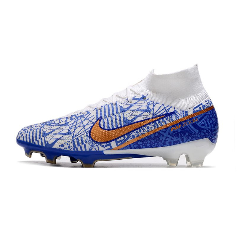 Nike Air Zoom Mercurial Superfly Elite 9 Elite FG Vit Blå Guld för Herr 4 Billiga Fotbollsskor Nike Air Zoom Mercurial Superfly Elite 9 Elite FG Vit Blå Guld 4