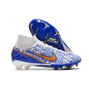 Nike Air Zoom Mercurial Superfly Elite 9 Elite FG Vit Blå Guld för Herr Billiga Fotbollsskor Nike Air Zoom Mercurial Superfly Elite 9 Elite FG Vit Blå Guld