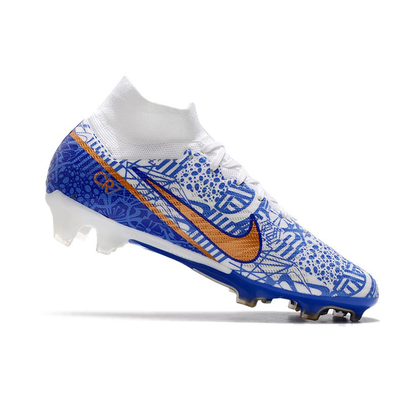 Nike Air Zoom Mercurial Superfly Elite 9 Elite FG Vit Blå Guld för Herr 9 Billiga Fotbollsskor Nike Air Zoom Mercurial Superfly Elite 9 Elite FG Vit Blå Guld 9