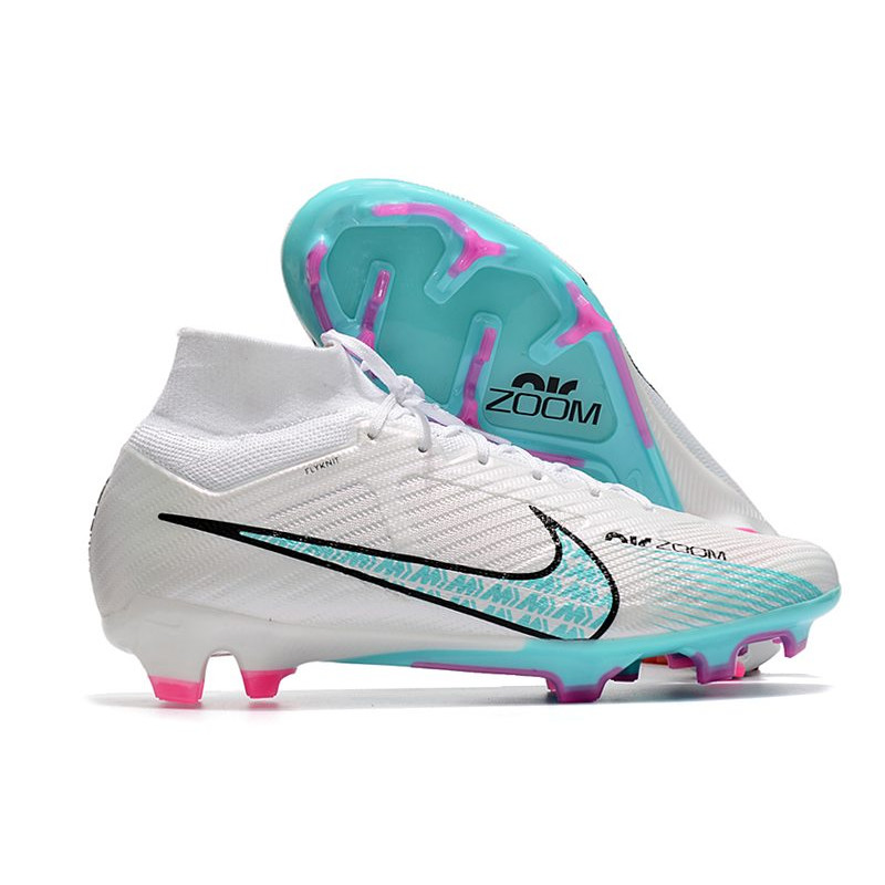 Nike Air Zoom Mercurial Superfly Elite 9 Elite FG Vit Blå för Herr 3 Billiga Fotbollsskor Nike Air Zoom Mercurial Superfly Elite 9 Elite FG Vit Blå 3
