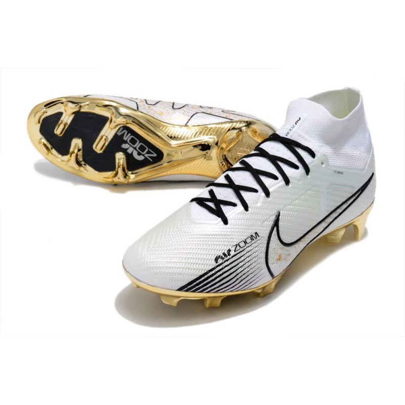Nike Air Zoom Mercurial Superfly Elite 9 Elite FG Vit Guld för Herr 7 Billiga Fotbollsskor Nike Air Zoom Mercurial Superfly Elite 9 Elite FG Vit Guld 7