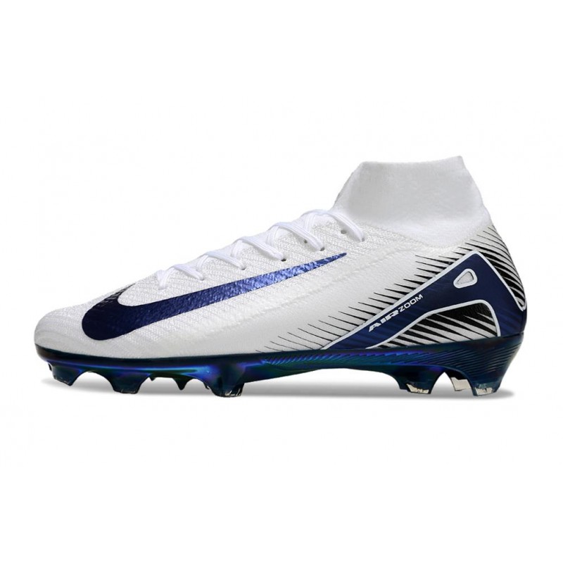 Nike Air Zoom Mercurial Superfly X Elite FG Vit Blå för Herr 4 Billiga Fotbollsskor Nike Air Zoom Mercurial Superfly X Elite FG Vit Blå 4