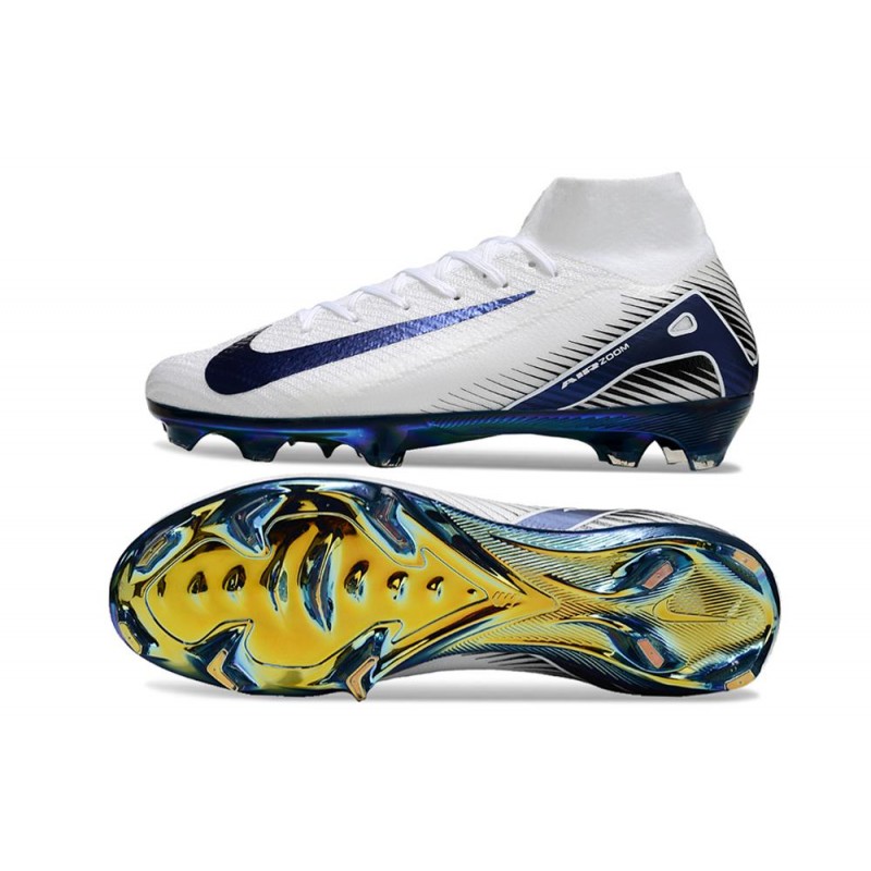 Nike Air Zoom Mercurial Superfly X Elite FG Vit Blå för Herr 5 Billiga Fotbollsskor Nike Air Zoom Mercurial Superfly X Elite FG Vit Blå 5