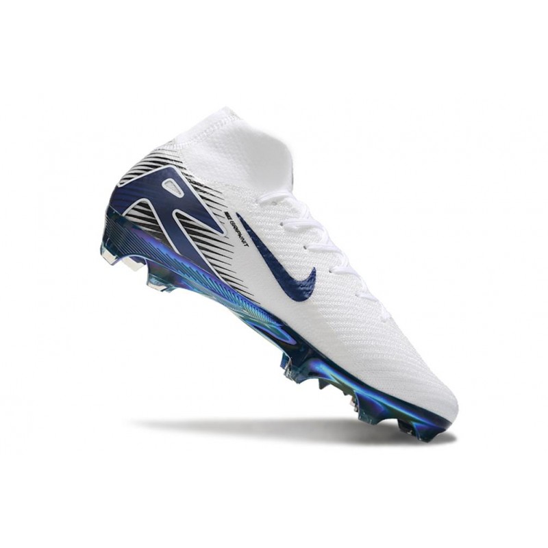 Nike Air Zoom Mercurial Superfly X Elite FG Vit Blå för Herr 9 Billiga Fotbollsskor Nike Air Zoom Mercurial Superfly X Elite FG Vit Blå 9