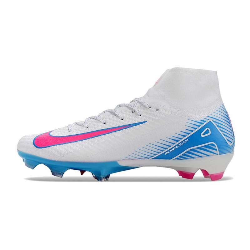 Nike Air Zoom Mercurial Superfly X Elite FG Vit Blå Rosa för Herr 4 Billiga Fotbollsskor Nike Air Zoom Mercurial Superfly X Elite FG Vit Blå Rosa 4