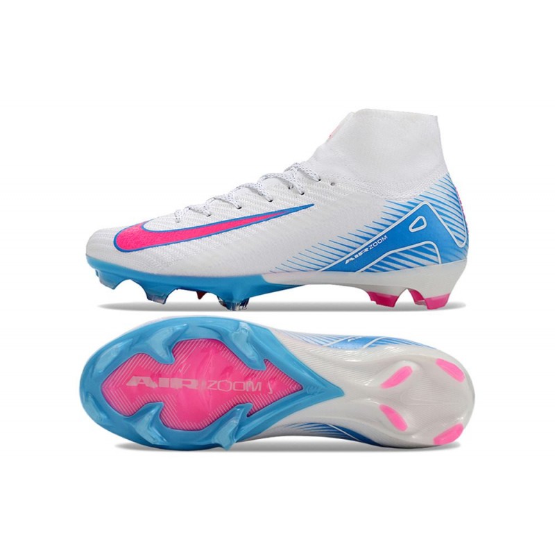 Nike Air Zoom Mercurial Superfly X Elite FG Vit Blå Rosa för Herr 5 Billiga Fotbollsskor Nike Air Zoom Mercurial Superfly X Elite FG Vit Blå Rosa 5