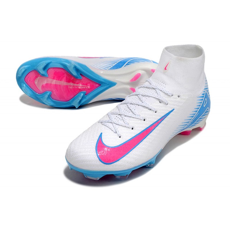 Nike Air Zoom Mercurial Superfly X Elite FG Vit Blå Rosa för Herr 7 Billiga Fotbollsskor Nike Air Zoom Mercurial Superfly X Elite FG Vit Blå Rosa 7