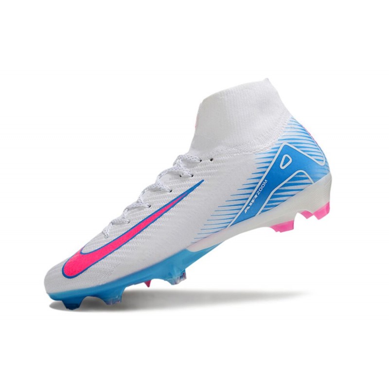 Nike Air Zoom Mercurial Superfly X Elite FG Vit Blå Rosa för Herr 8 Billiga Fotbollsskor Nike Air Zoom Mercurial Superfly X Elite FG Vit Blå Rosa 8