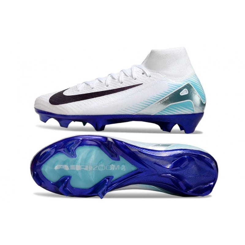 Nike Air Zoom Mercurial Superfly X Elite FG Vit Blå Svart för Herr 5 Billiga Fotbollsskor Nike Air Zoom Mercurial Superfly X Elite FG Vit Blå Svart 5