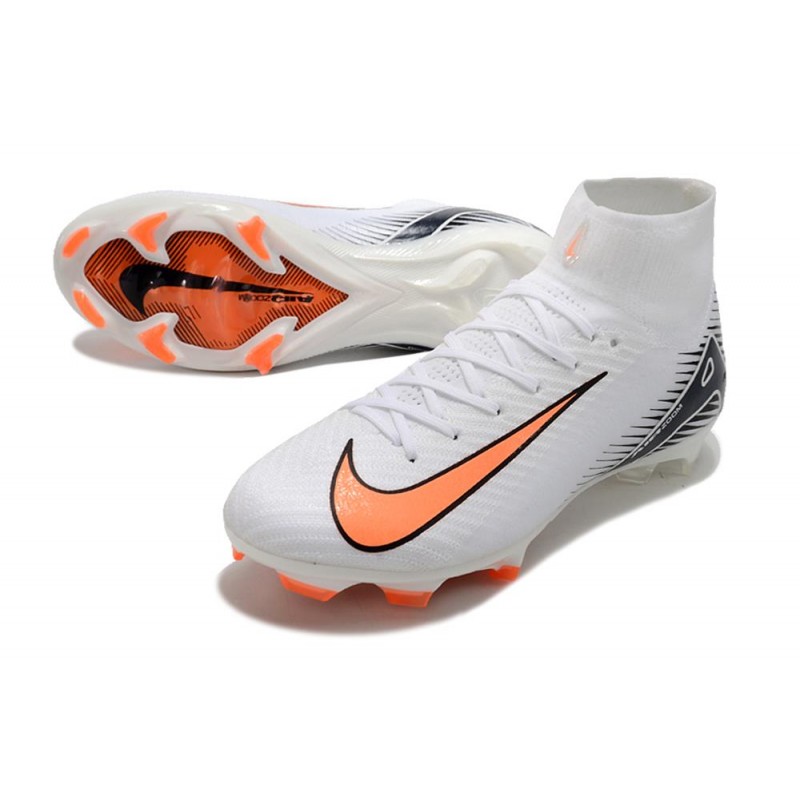 Nike Air Zoom Mercurial Superfly X Elite FG Vit Orange Svart för Herr 7 Billiga Fotbollsskor Nike Air Zoom Mercurial Superfly X Elite FG Vit Orange Svart 7