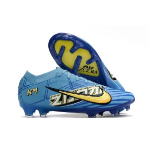 Nike Air Zoom Mercurial Vapor 15 Elite FG Mbappé Personal Edition – Blå Vit för Herr Billiga Fotbollsskor Nike Air Zoom Mercurial Vapor 15 Elite FG Mbappé Personal Edition – Blå Vit