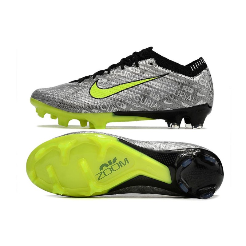 Nike Air Zoom Mercurial Vapor 15 Elite FG Silver Svart Grön för Herr 5 Billiga Fotbollsskor Nike Air Zoom Mercurial Vapor 15 Elite FG Silver Svart Grön 5