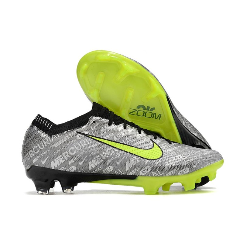 Nike Air Zoom Mercurial Vapor 15 Elite FG Silver Svart Grön för Herr 3 Billiga Fotbollsskor Nike Air Zoom Mercurial Vapor 15 Elite FG Silver Svart Grön 3