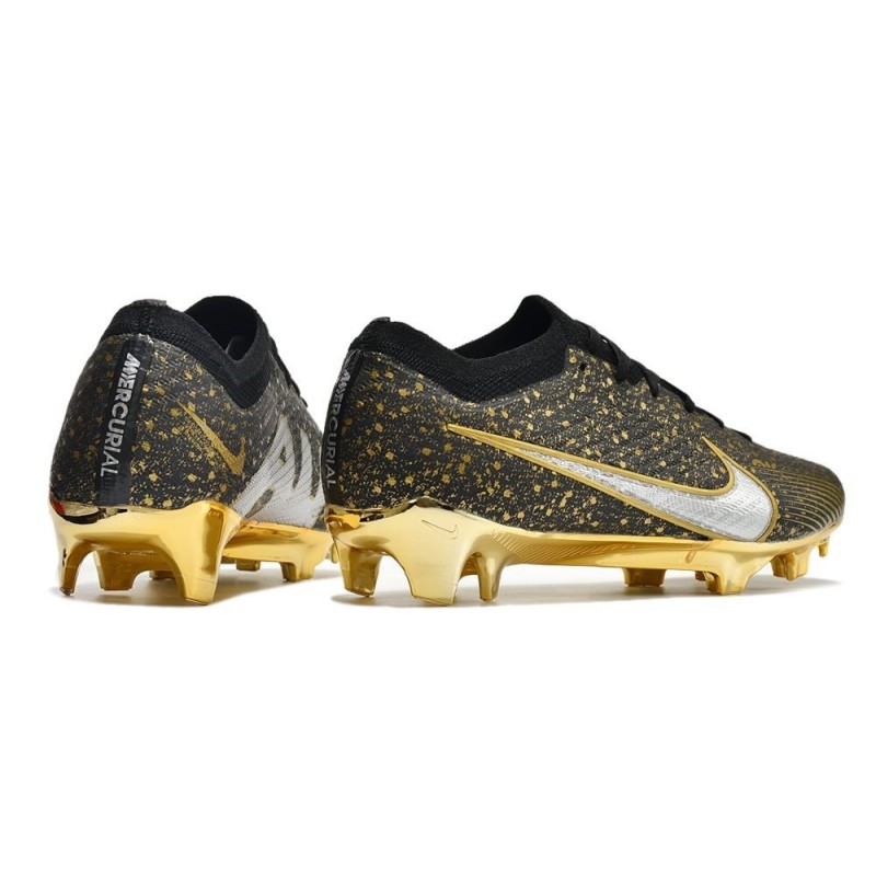 Nike Air Zoom Mercurial Vapor 15 Elite FG Svart Guld Silver för Herr 6 Billiga Fotbollsskor Nike Air Zoom Mercurial Vapor 15 Elite FG Svart Guld Silver 6
