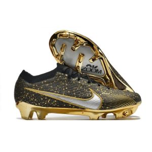 Nike Air Zoom Mercurial Vapor 15 Elite FG Svart Guld Silver för Herr Billiga Fotbollsskor Nike Air Zoom Mercurial Vapor 15 Elite FG Svart Guld Silver
