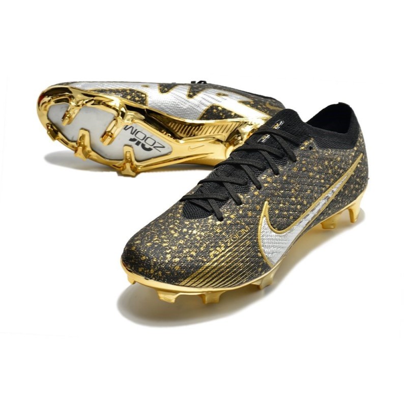 Nike Air Zoom Mercurial Vapor 15 Elite FG Svart Guld Silver för Herr 7 Billiga Fotbollsskor Nike Air Zoom Mercurial Vapor 15 Elite FG Svart Guld Silver 7