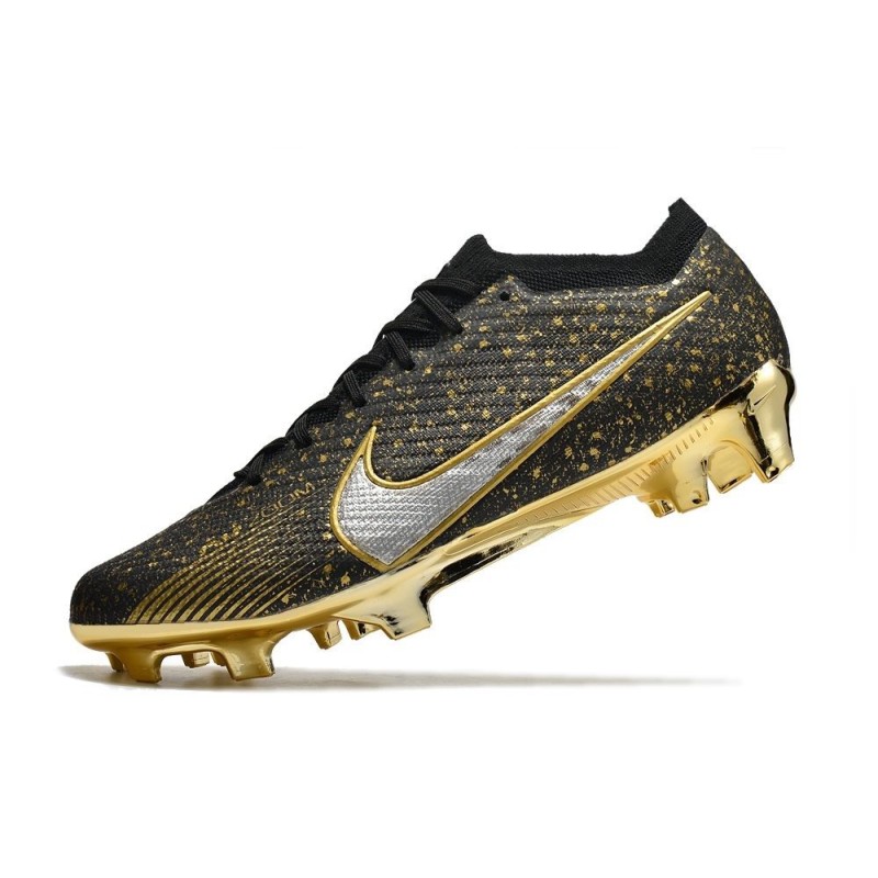 Nike Air Zoom Mercurial Vapor 15 Elite FG Svart Guld Silver för Herr 8 Billiga Fotbollsskor Nike Air Zoom Mercurial Vapor 15 Elite FG Svart Guld Silver 8