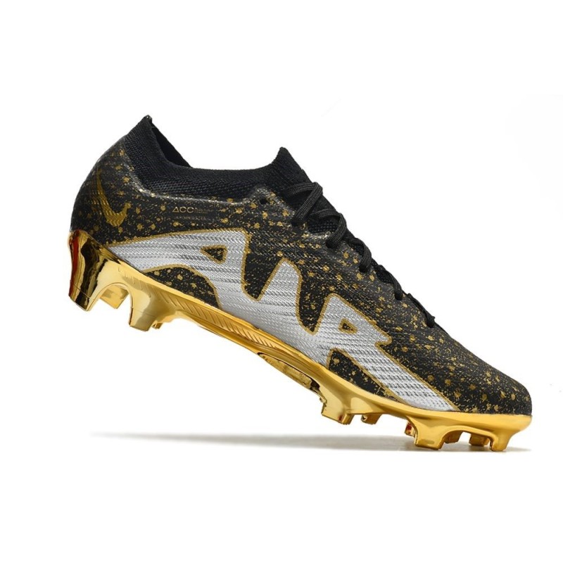Nike Air Zoom Mercurial Vapor 15 Elite FG Svart Guld Silver för Herr 9 Billiga Fotbollsskor Nike Air Zoom Mercurial Vapor 15 Elite FG Svart Guld Silver 9