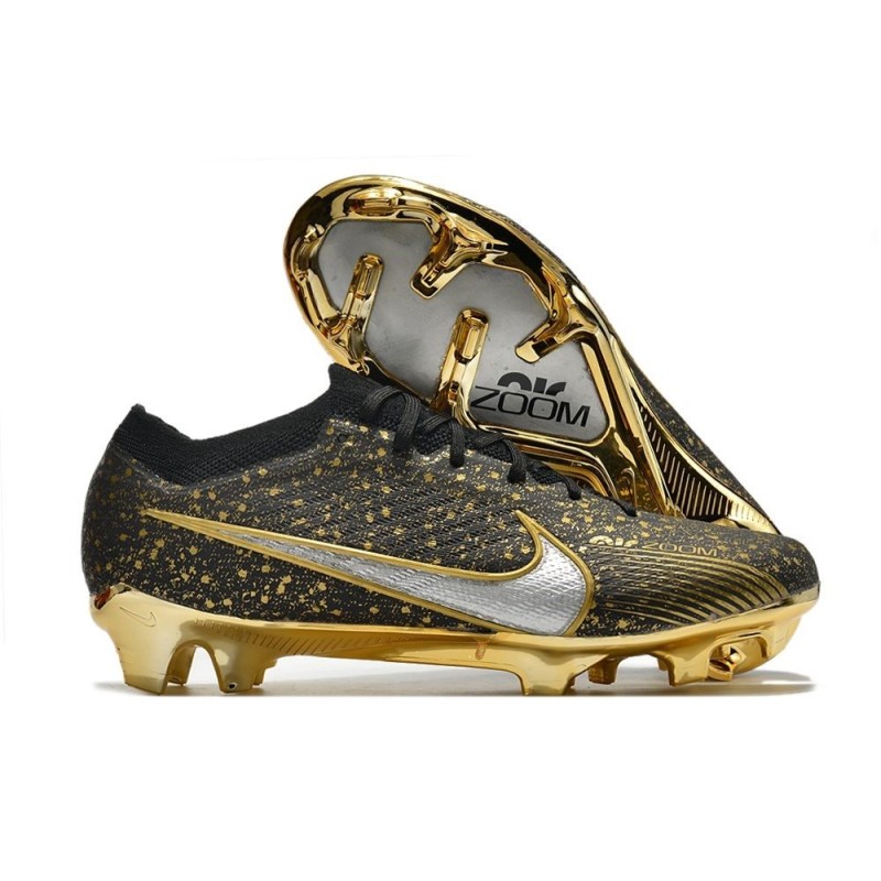 Nike Air Zoom Mercurial Vapor 15 Elite FG Svart Guld Silver för Herr 3 Billiga Fotbollsskor Nike Air Zoom Mercurial Vapor 15 Elite FG Svart Guld Silver 3