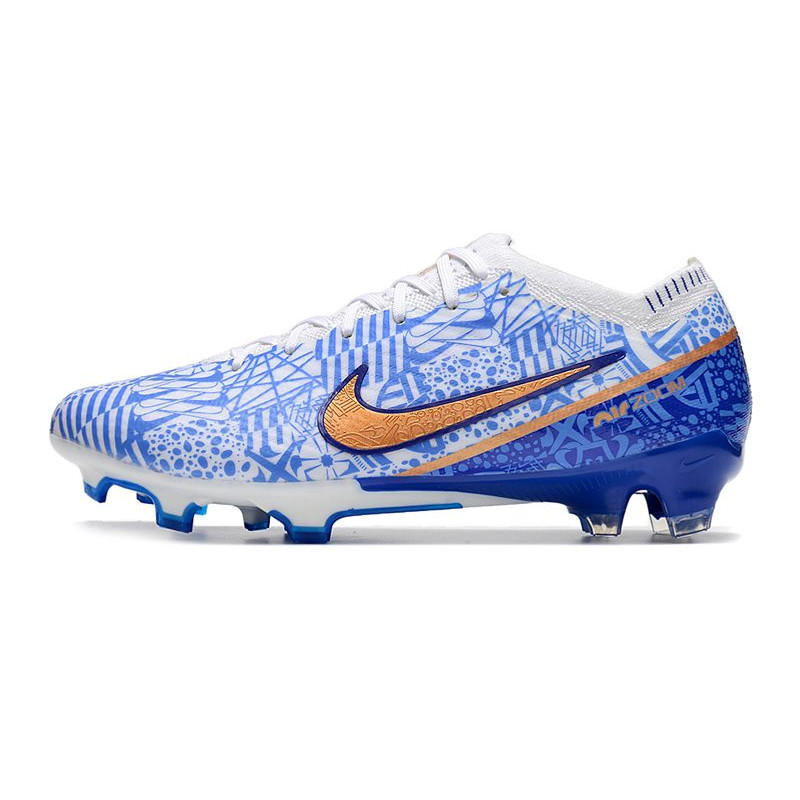 Nike Air Zoom Mercurial Vapor 15 Elite FG Vit Blå Guld för Herr 4 Billiga Fotbollsskor Nike Air Zoom Mercurial Vapor 15 Elite FG Vit Blå Guld 4