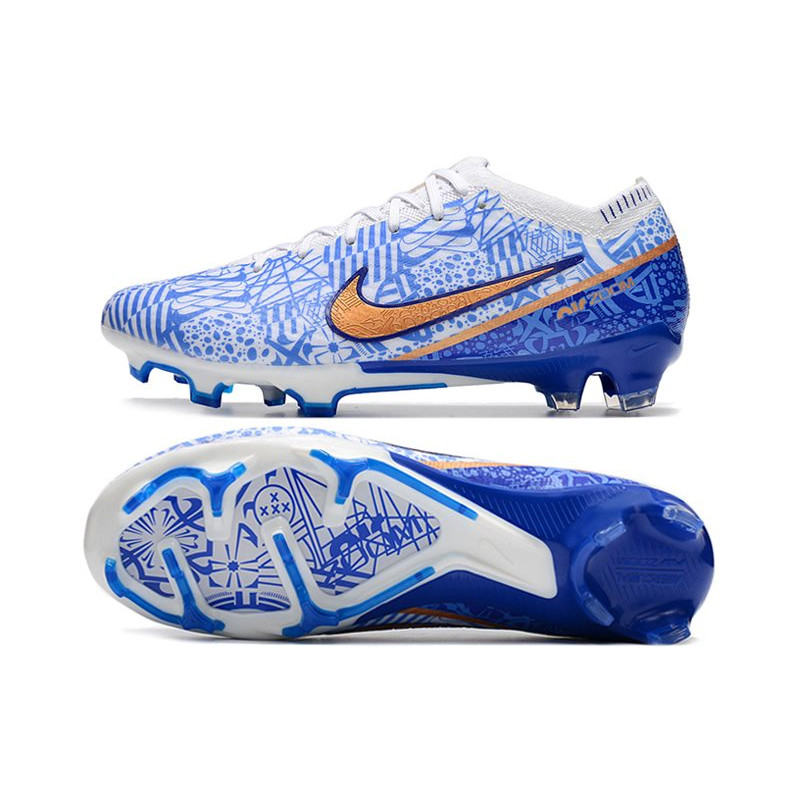 Nike Air Zoom Mercurial Vapor 15 Elite FG Vit Blå Guld för Herr 5 Billiga Fotbollsskor Nike Air Zoom Mercurial Vapor 15 Elite FG Vit Blå Guld 5
