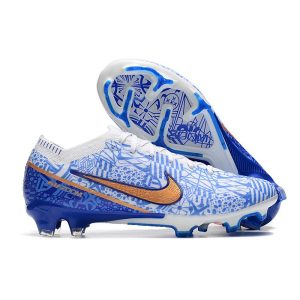 Nike Air Zoom Mercurial Vapor 15 Elite FG Vit Blå Guld för Herr Billiga Fotbollsskor Nike Air Zoom Mercurial Vapor 15 Elite FG Vit Blå Guld