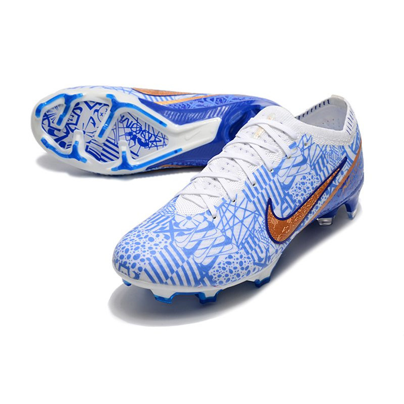 Nike Air Zoom Mercurial Vapor 15 Elite FG Vit Blå Guld för Herr 7 Billiga Fotbollsskor Nike Air Zoom Mercurial Vapor 15 Elite FG Vit Blå Guld 7