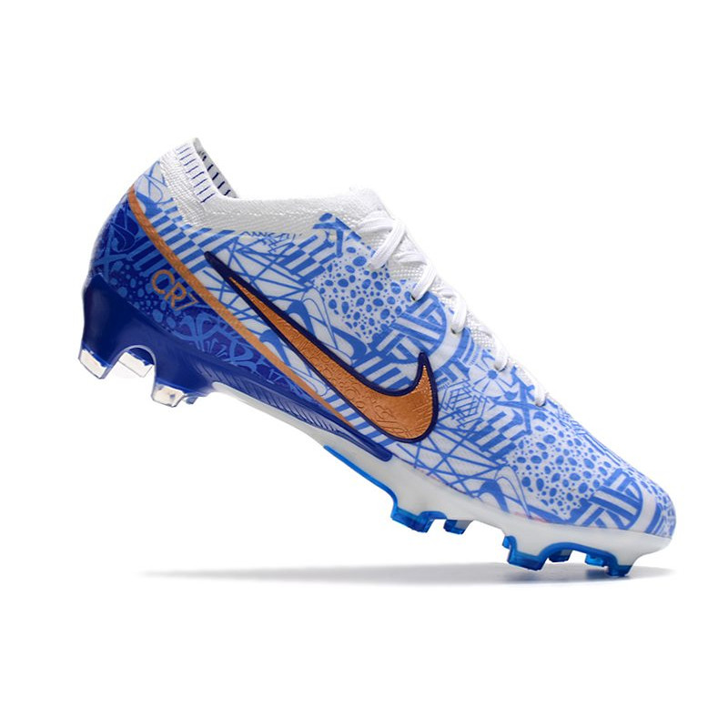 Nike Air Zoom Mercurial Vapor 15 Elite FG Vit Blå Guld för Herr 9 Billiga Fotbollsskor Nike Air Zoom Mercurial Vapor 15 Elite FG Vit Blå Guld 9