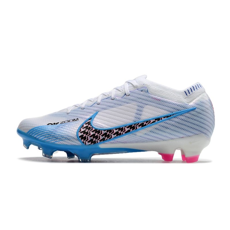 Nike Air Zoom Mercurial Vapor 15 Elite FG Vit Blå Svart för Herr 4 Billiga Fotbollsskor Nike Air Zoom Mercurial Vapor 15 Elite FG Vit Blå Svart 4