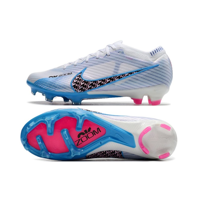 Nike Air Zoom Mercurial Vapor 15 Elite FG Vit Blå Svart för Herr 5 Billiga Fotbollsskor Nike Air Zoom Mercurial Vapor 15 Elite FG Vit Blå Svart 5
